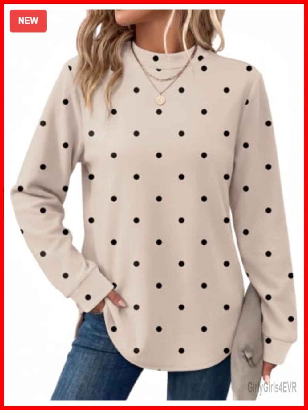 Mock Neck Sweatshirt Polyester Spandex Pullover Long Sleeve Top
